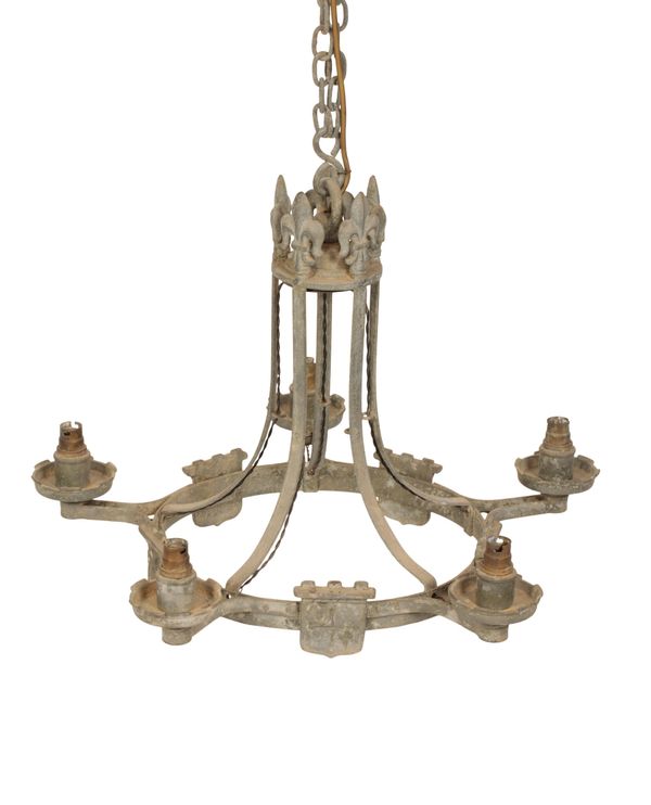 LEAD ARMORIAL FIVE BRANCH CEILING LIGHT