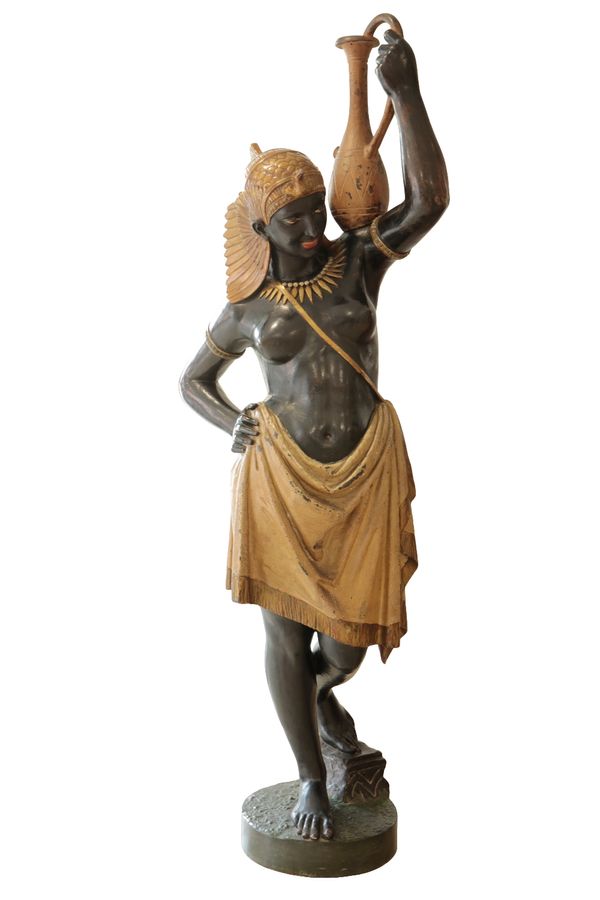 VENETIAN STYLE BRONZED PAINTED BLACKAMOOR FIGURE