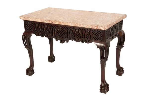 GOOD GEORGE III MAHOGANY MARBLE TOP CONSOLE TABLE