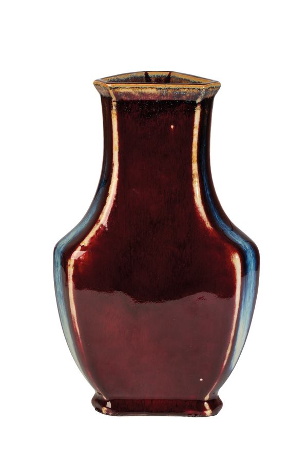 UNUSUAL LOZENGE-FORM FLAMBE VASE