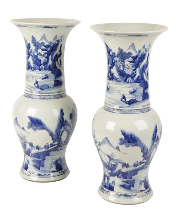 PAIR OF BLUE AND WHITE VASES