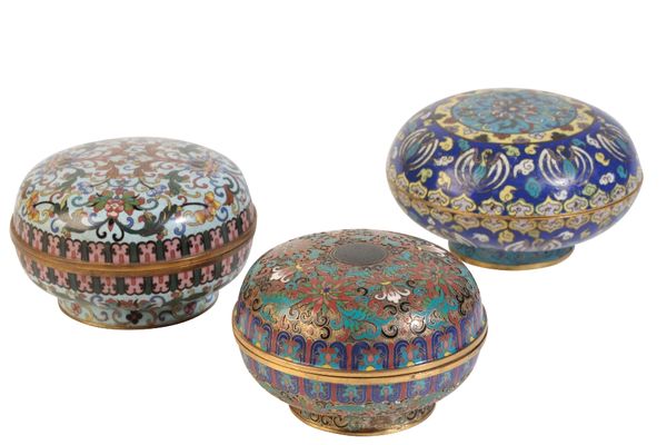 FINE CLOISONNE CIRCULAR BOX AND COVER