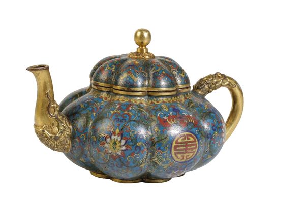 CLOISONNE 'PUMPKIN' FORM TEAPOT