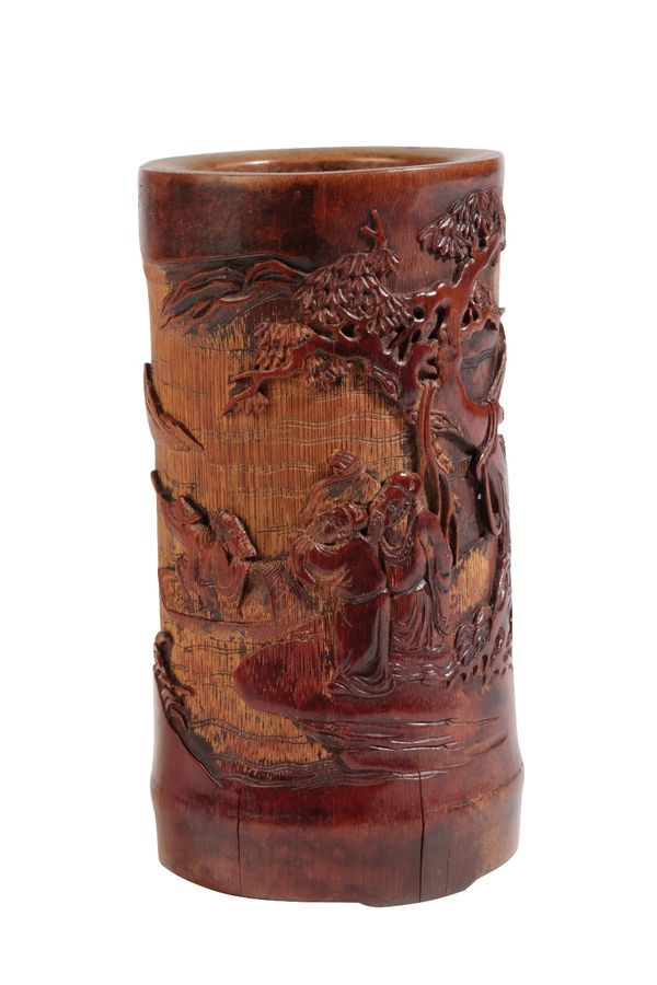 FINE CARVED BAMBOO BRUSHPOT