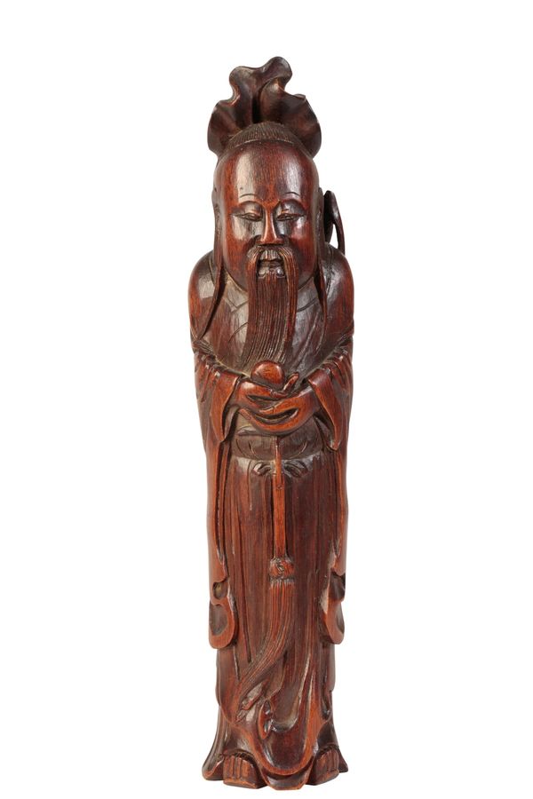 CARVED BAMBOO FIGURE OF SHOU LAO