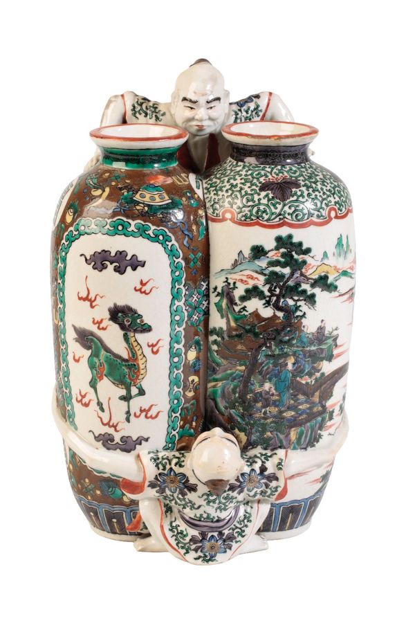 LARGE JAPANESE KUTANI 'DOUBLE' VASE