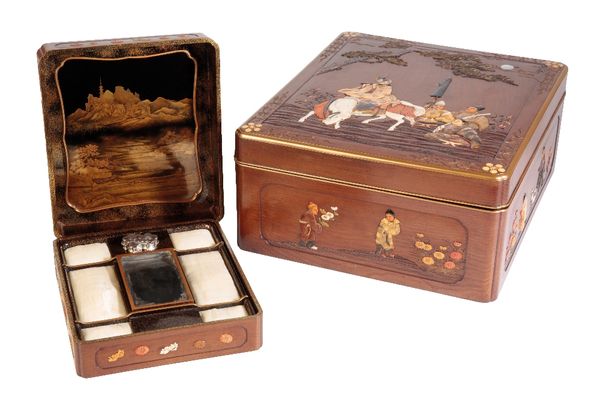 FINE JAPANESE SUZURIBAKO (WRITING BOX) AND MATCHING RYOSHIBAKO (DOCUMENT BOX)