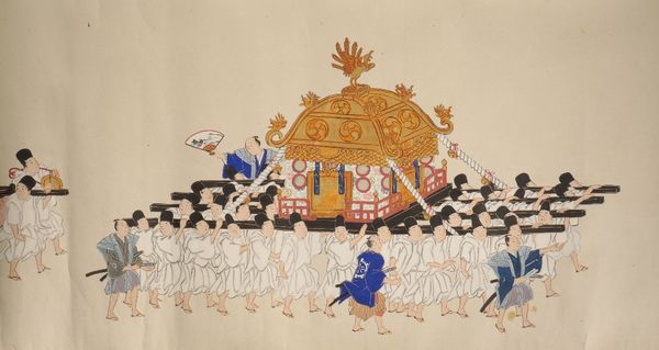 (JAPANESE SCHOOL) SCROLL PAINTING, MEIJI PERIOD, depicting a precession