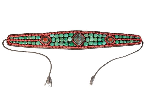 TURQUOISE AND CORAL CEREMONIAL BELT