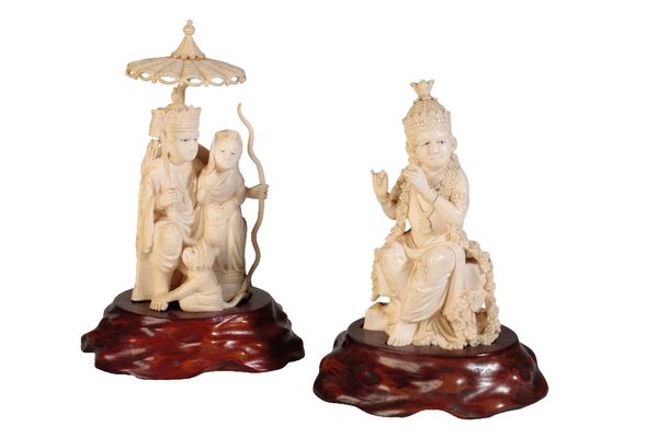 TWO CARVED IVORY FIGURES