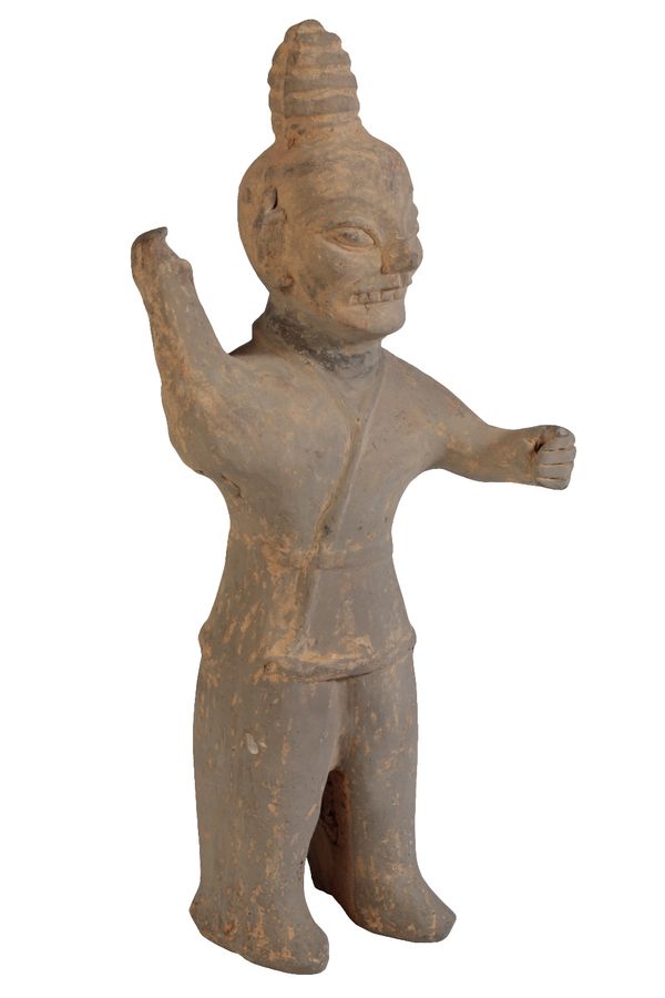 POTTERY FIGURE OF A STANDING WARRIOR