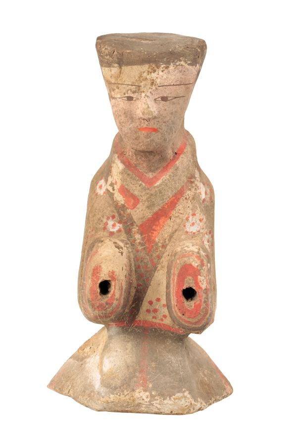 PAINTED TERRACOTTA FIGURE OF AN ATTENDANT