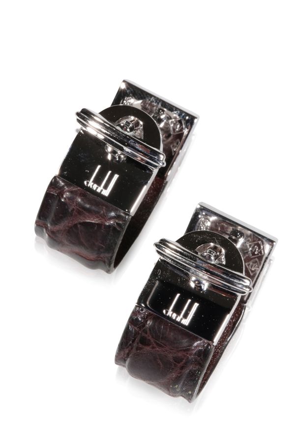 DUNHILL GENTLEMAN'S ALLIGATOR AND SILVER CUFFLINKS