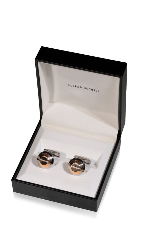 DUNHILL GENTLEMAN'S ROSE GOLD AND STEEL CUFFLINKS