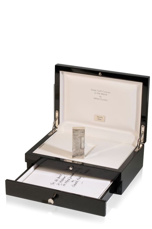 ALFRED DUNHILL: A LIMITED EDITION "GREAT GOLF COURSES OF THE WORLD" SILVER LIGHTER