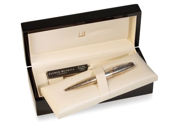 ALFRED DUNHILL: A SILVER "TORPEDO" BALLPOINT PEN