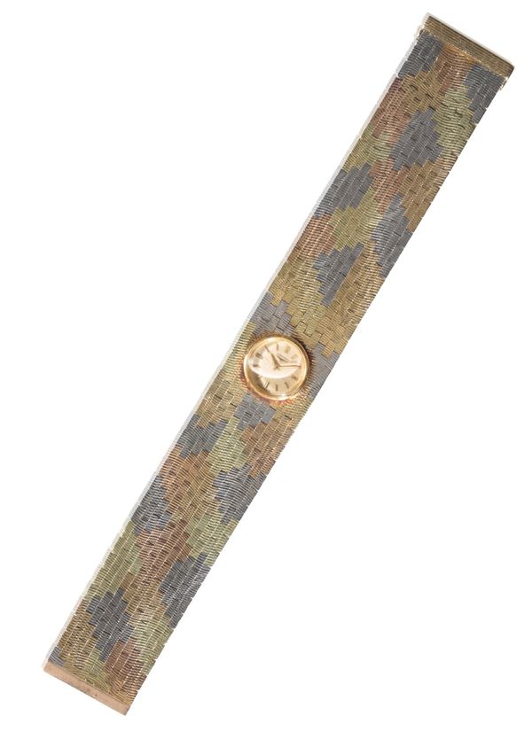 LONGINES 18CT MULTI-COLOURED GOLD LADY'S BRACELET WATCH