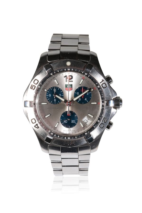 TAG HEUER AQUARACER GENTLEMANS CHRONOGRAPH STAINLESS STEEL BRACELET WATCH