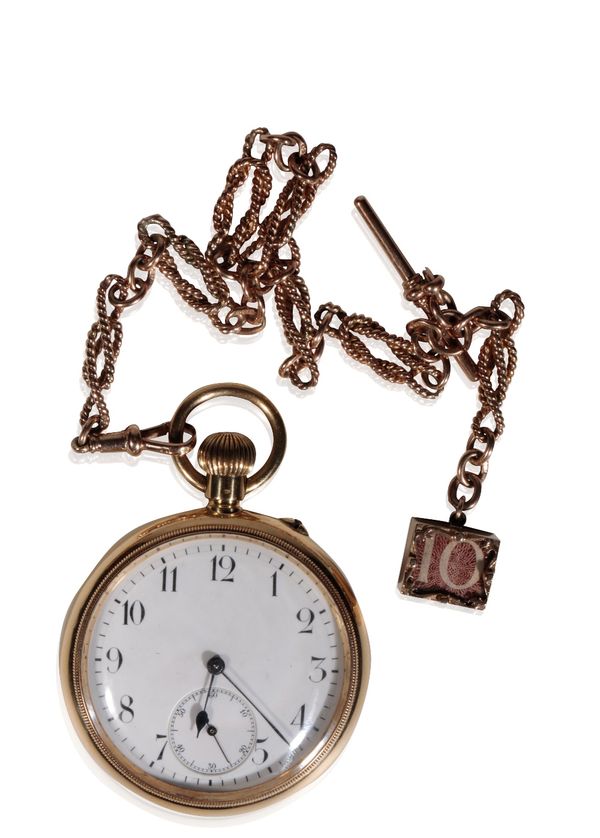 9CT GOLD OPEN-FACED POCKET WATCH