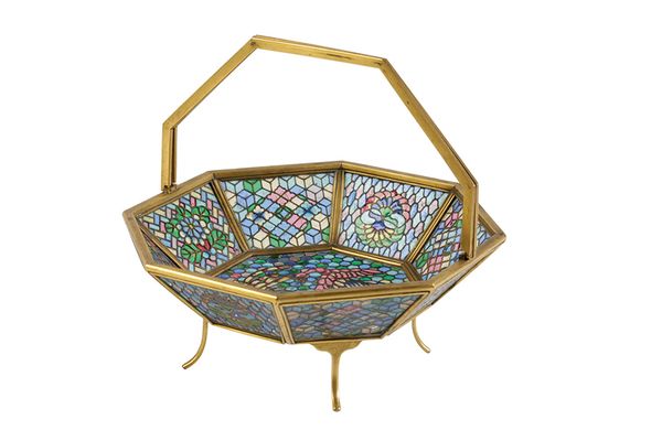 CONTINENTAL PLIQUE-A-JOUR AND GILT-METAL BASKET