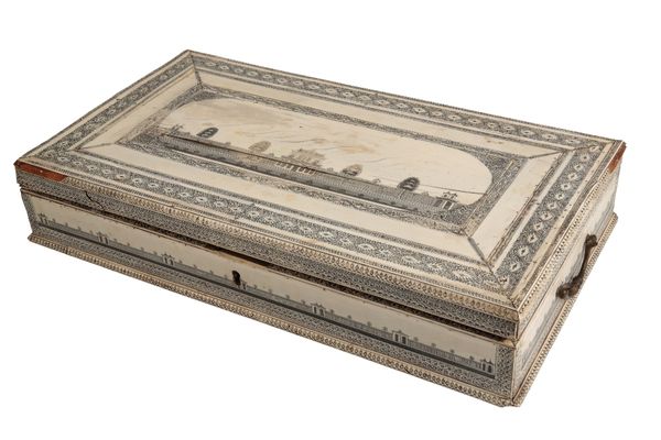 AN ANGLO-INDIAN "VIZAGAPATAM" IVORY WORK BOX