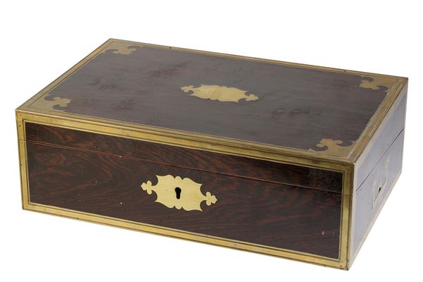 VICTORIAN COROMANDEL AND BRASS BOUND WRITING SLOPE