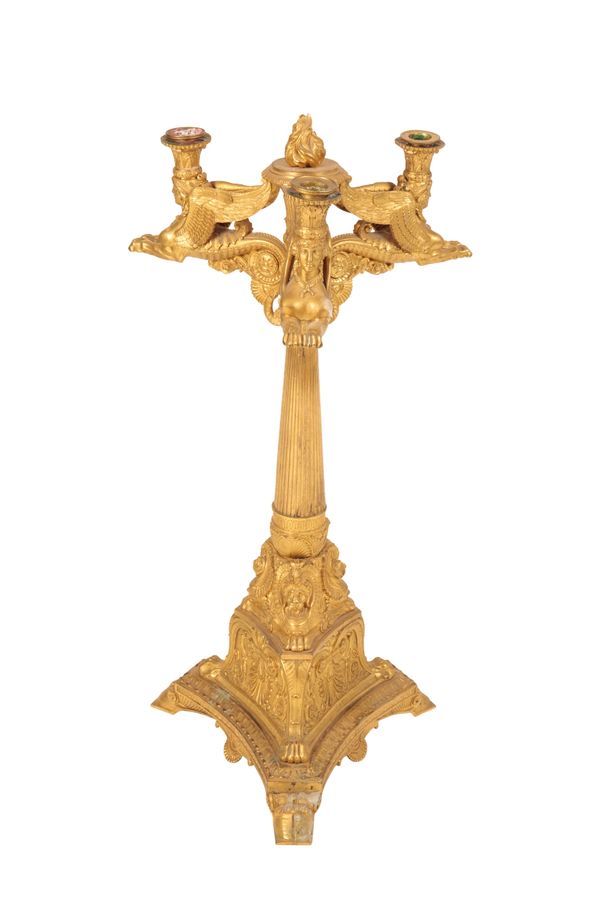 FINE AND IMPRESSIVE GILT-BRONZE EMPIRE CANDELABRA