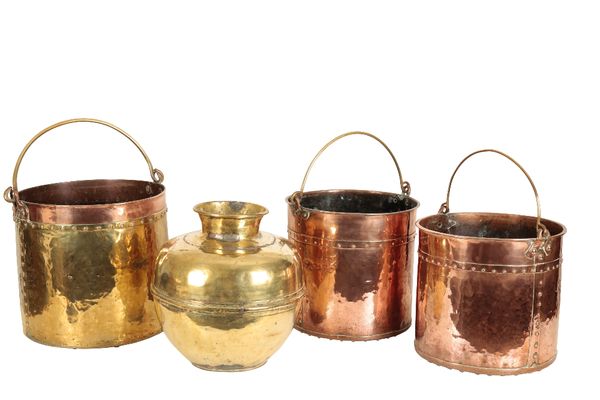 TWO COPPER LOG BINS, 19TH CENTURY