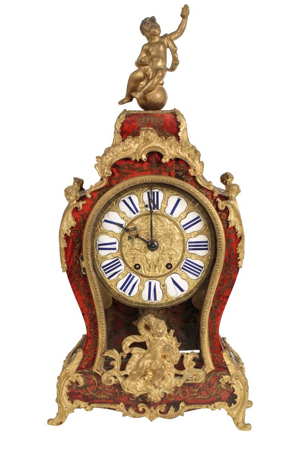 19TH CENTURY FRENCH BOULLE WORK MANTLE CLOCK