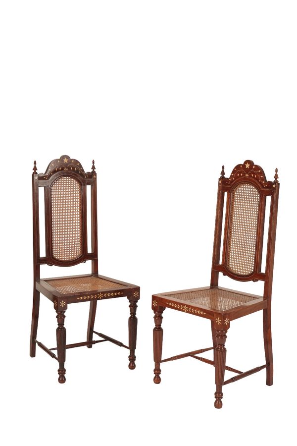 SET OF SIX COLONIAL HARDWOOD CHAIRS