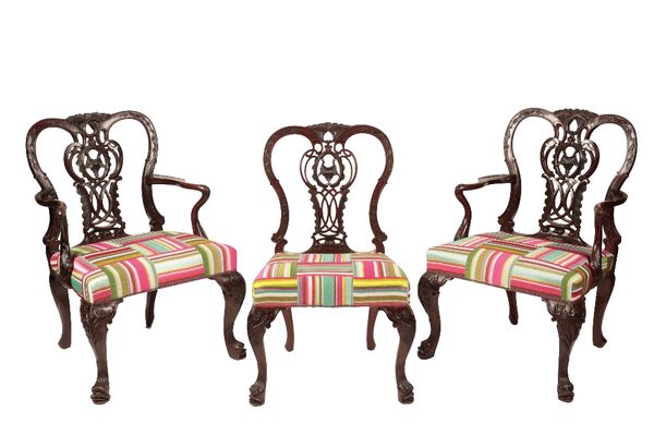 SET OF EIGHT GEORGE III STYLE MAHOGANY DINING CHAIRS