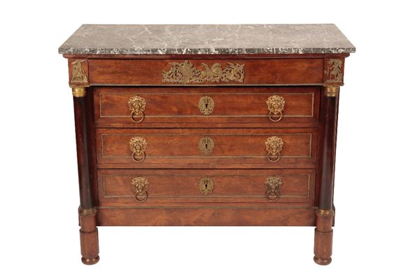 FRENCH EMPIRE ROSEWOOD AND ORMOLU MOUNTED COMMODE