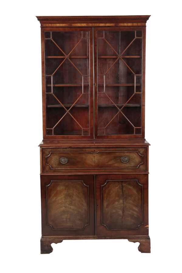 GEORGE III MAHOGANY SECRETAIRE LIBRARY BOOKCASE