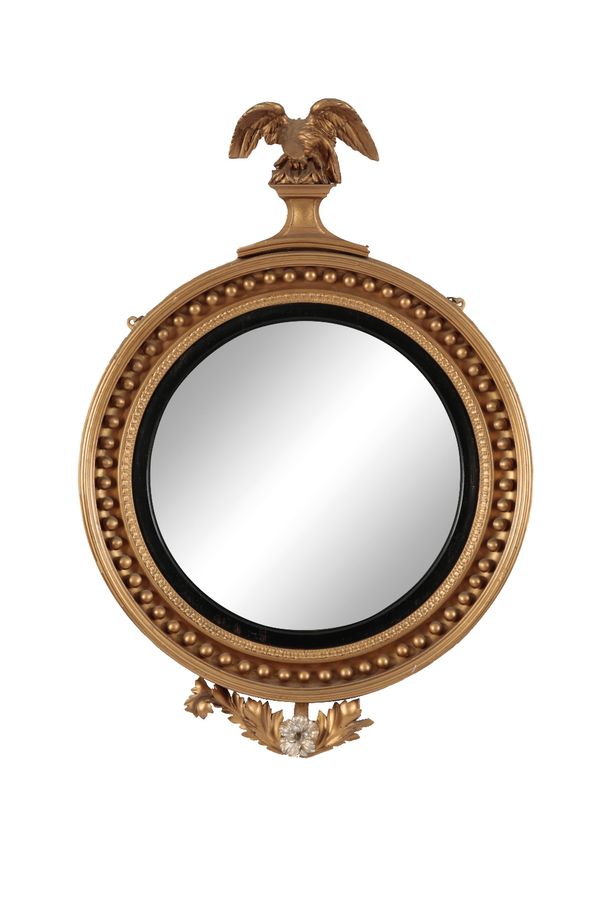 REGENCY STYLE GILTWOOD CONVEX MIRROR