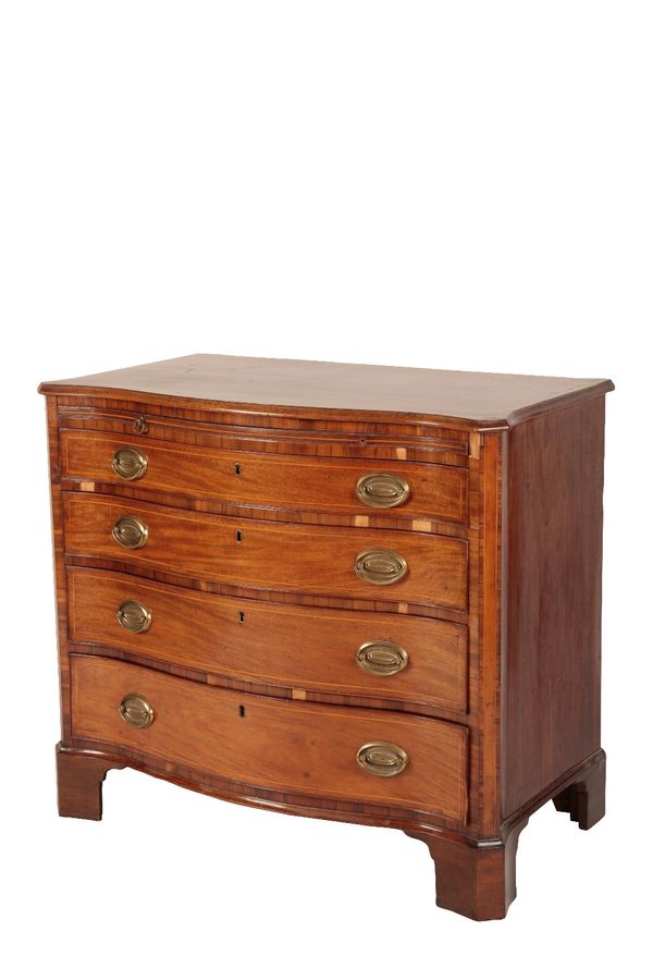 GEORGE III MAHOGANY AND CROSS BANDED SERPENTINE COMMODE