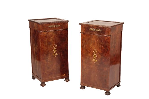 PAIR OF FRENCH MAHOGANY EMPIRE SIDE CABINETS