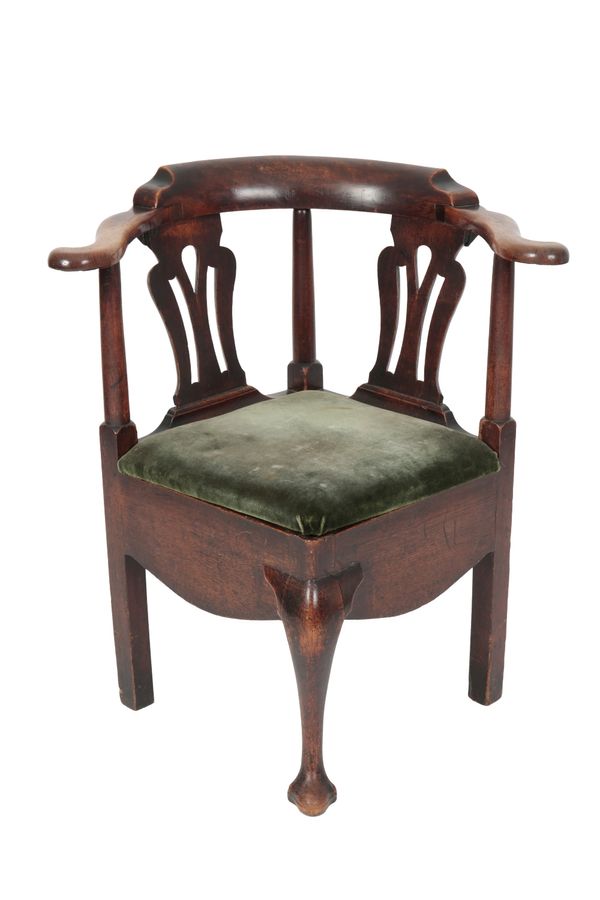 GEORGE III OAK COMMODE CORNER CHAIR