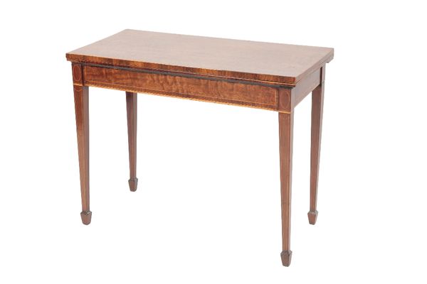 LATE GEORGE III FIGURED MAHOGANY CARD TABLE