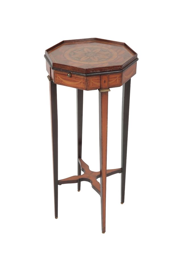 DUTCH MAHOGANY AND MARQUETRY KETTLE STAND