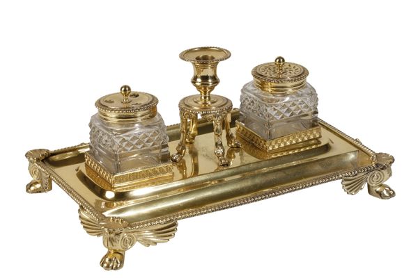 GEORGE III SILVER GILT INK STAND