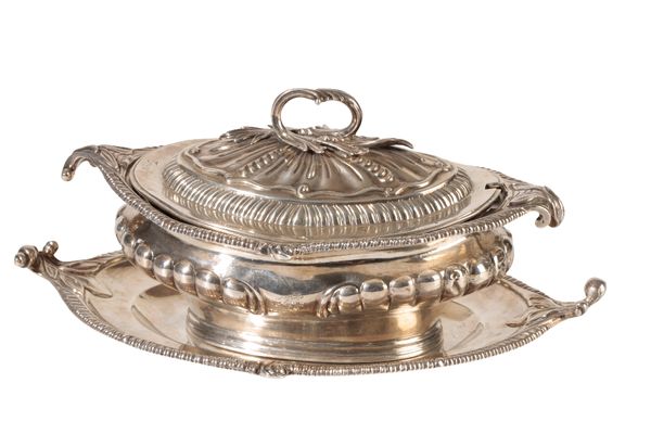 GEORGE III SILVER SAUCE TUREEN AND COVER