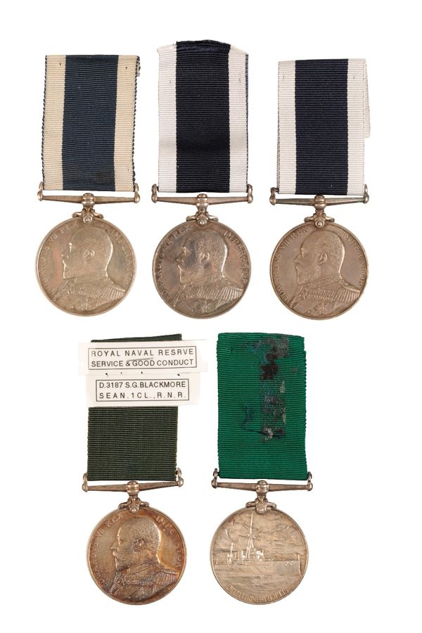 COLLECTION OF EDWARD 7TH NAVAL LONG SERVICE GOOD CONDUCT MEDALS