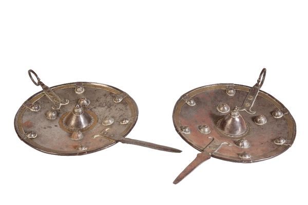 PAIR OF INDIAN SPIKE SHIELDS