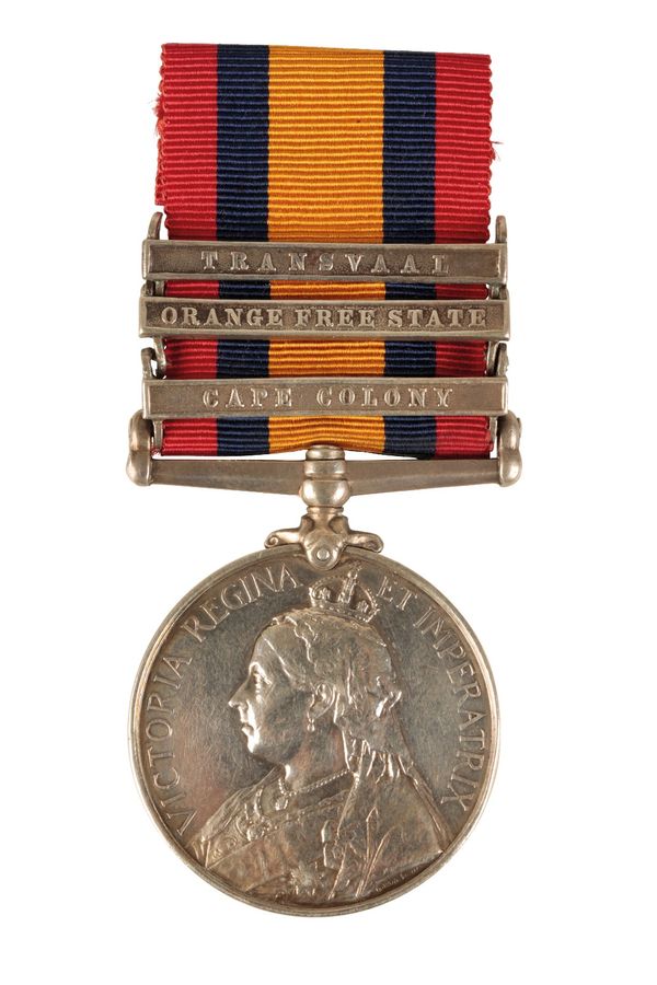 THREE BAR QUEENS SOUTH AFRICA MEDAL TO 3100 PTE B GROVES BERKSHIRE REGIMENT