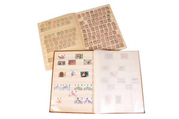 STAMP ALBUM CONTAINING A SELECTION OF TWO PENNY BLUES, PENNY REDS AND OTHER BRITISH STAMPS 