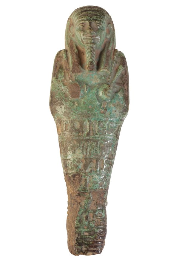 LARGE EGYPTIAN FAIENCE SHABTI FIGURE