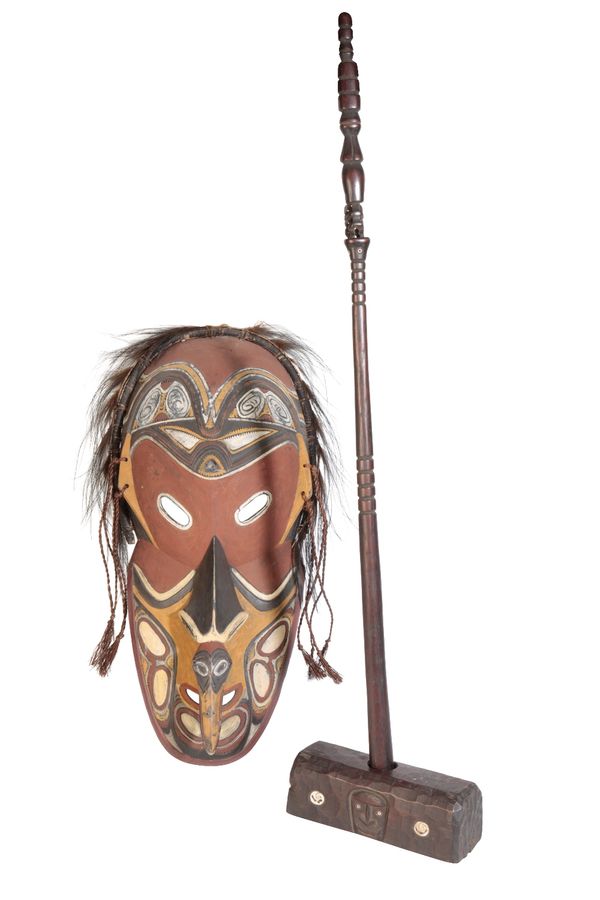 PAPAU NEW GUINEA STICK WITH CARVED FIGURE