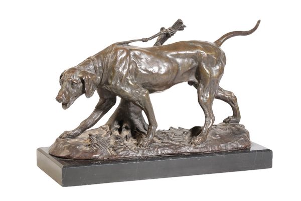 BRONZE CAST FIGURE OF A POINTER