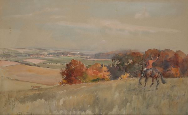 LIONEL EDWARDS (1878-1966) 'A HALLOA FROM THE HILL - THE HURSLEY'