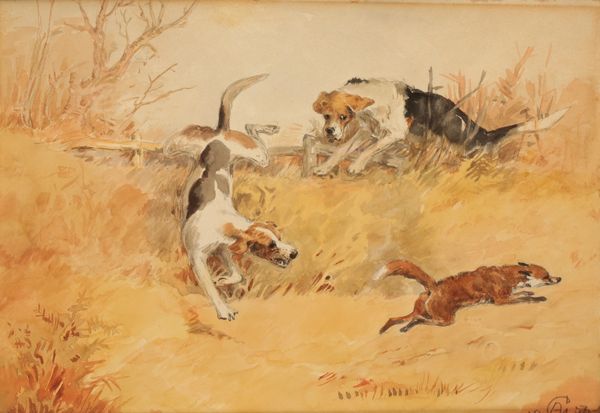 MONOGRAMMIST A.G. (20TH CENTURY) HOUNDS IN PURSUIT OF A FOX